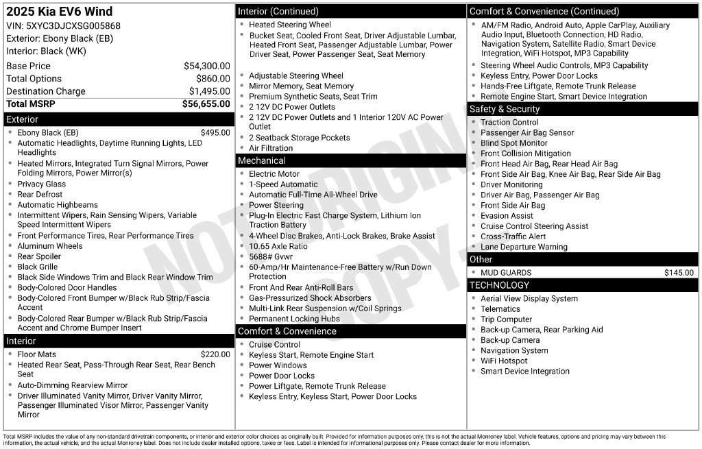 Certified 2025 Kia EV6 Wind AWD/4WD image 34