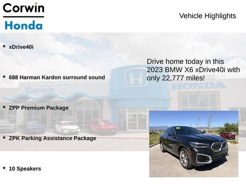 Used 2023 BMW X6 xDrive40i w/ Premium Package AWD/4WD image 7