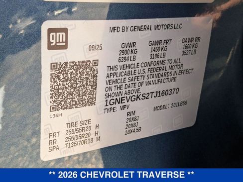 New 2026 Chevrolet Traverse LT w/ Sun and Wheel Package image 37