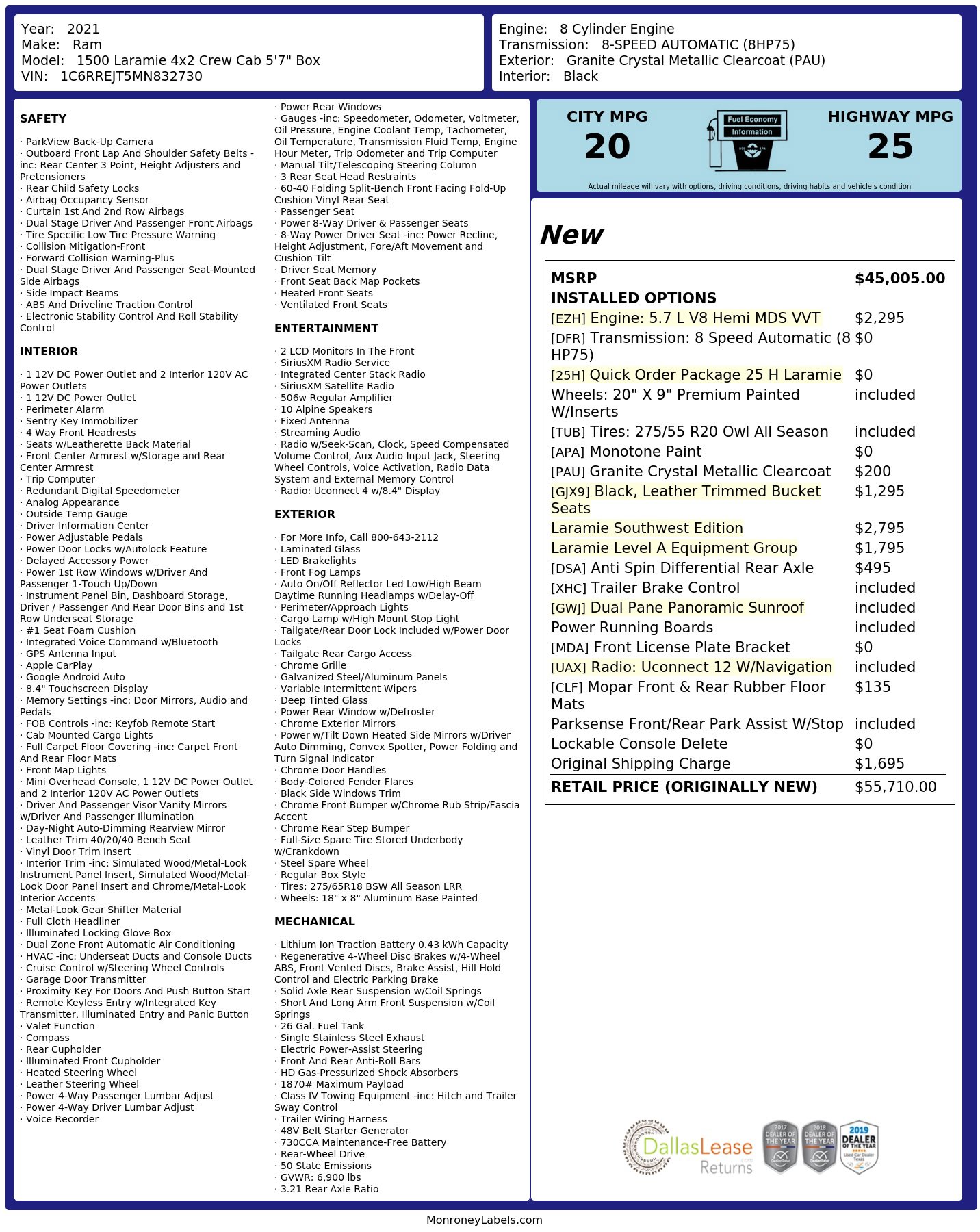 Used 2021 RAM 1500 Laramie w/ Laramie Southwest Edition RWD image 3