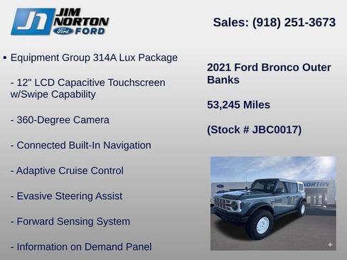 Used 2021 Ford Bronco Outer Banks w/ Sasquatch Package AWD/4WD image 11