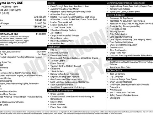 Used 2021 Toyota Camry XSE w/ Navigation Package FWD image 16