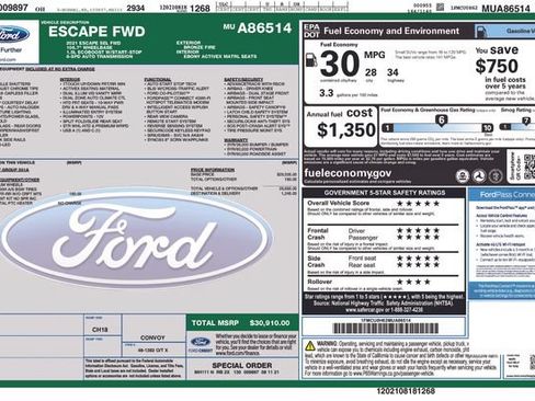 Certified 2021 Ford Escape SEL FWD image 35