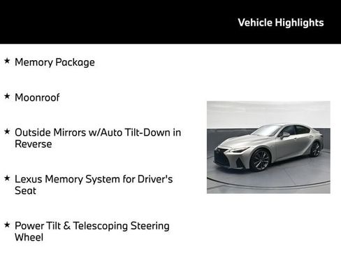Used 2023 Lexus IS 350 F Sport w/ Memory Package RWD image 5