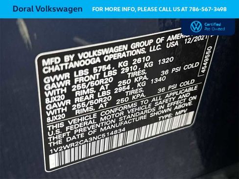Certified 2022 Volkswagen Atlas SE w/ Black Wheel Package image 29