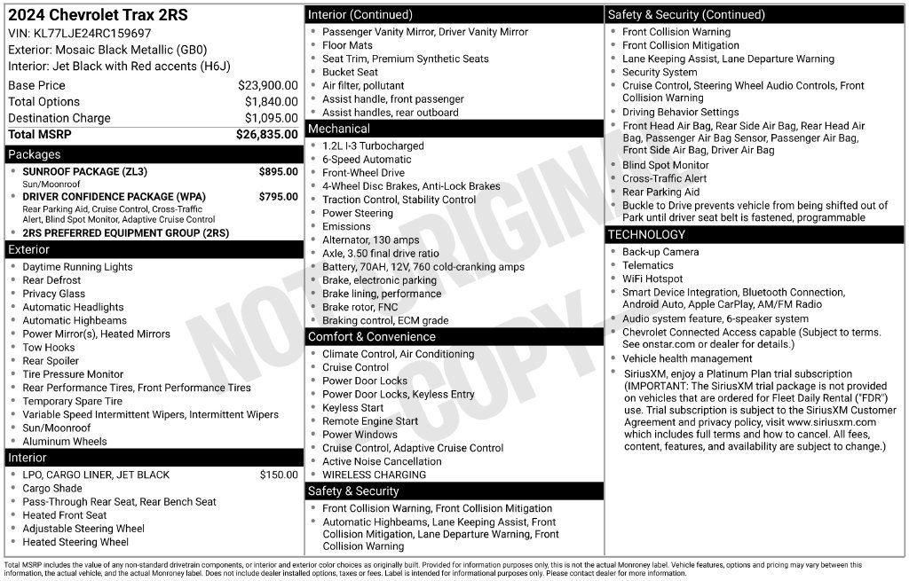 Certified 2024 Chevrolet Trax RS w/ Sunroof Package FWD image 5