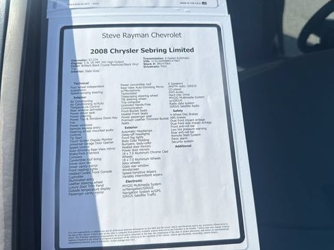 Used 2008 Chrysler Sebring Limited w/ Luxury Group FWD image 27