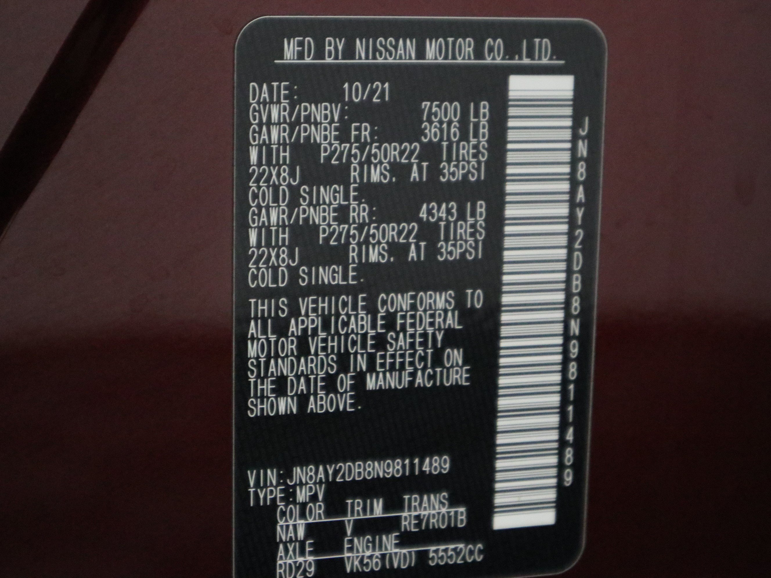Used 2022 Nissan Armada Platinum w/ Captain's Chairs Package AWD/4WD image 39