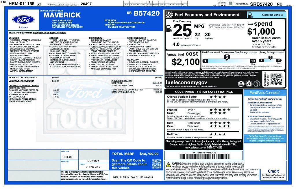 Used 2025 Ford Maverick Lariat w/ 4K Tow Package AWD/4WD image 3