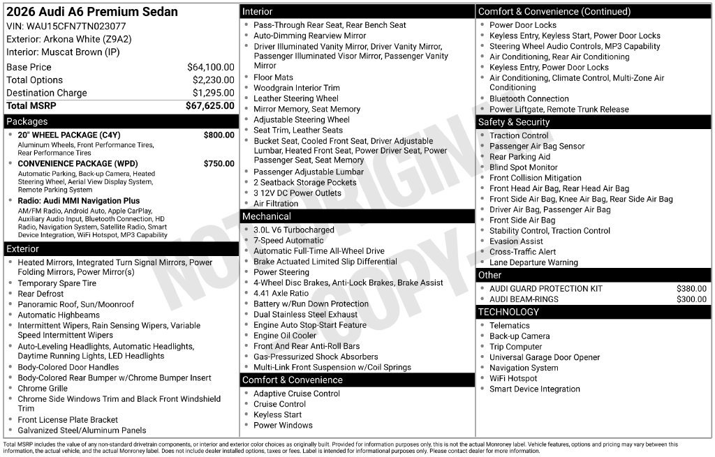 Certified 2026 Audi A6 Premium w/ 20" Wheel Package AWD/4WD image 39
