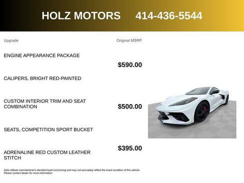 Certified 2020 Chevrolet Corvette Stingray Premium Cpe w/ 3LT Preferred Equipment Group image 10