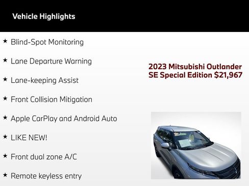 Used 2023 Mitsubishi Outlander SE AWD/4WD image 4