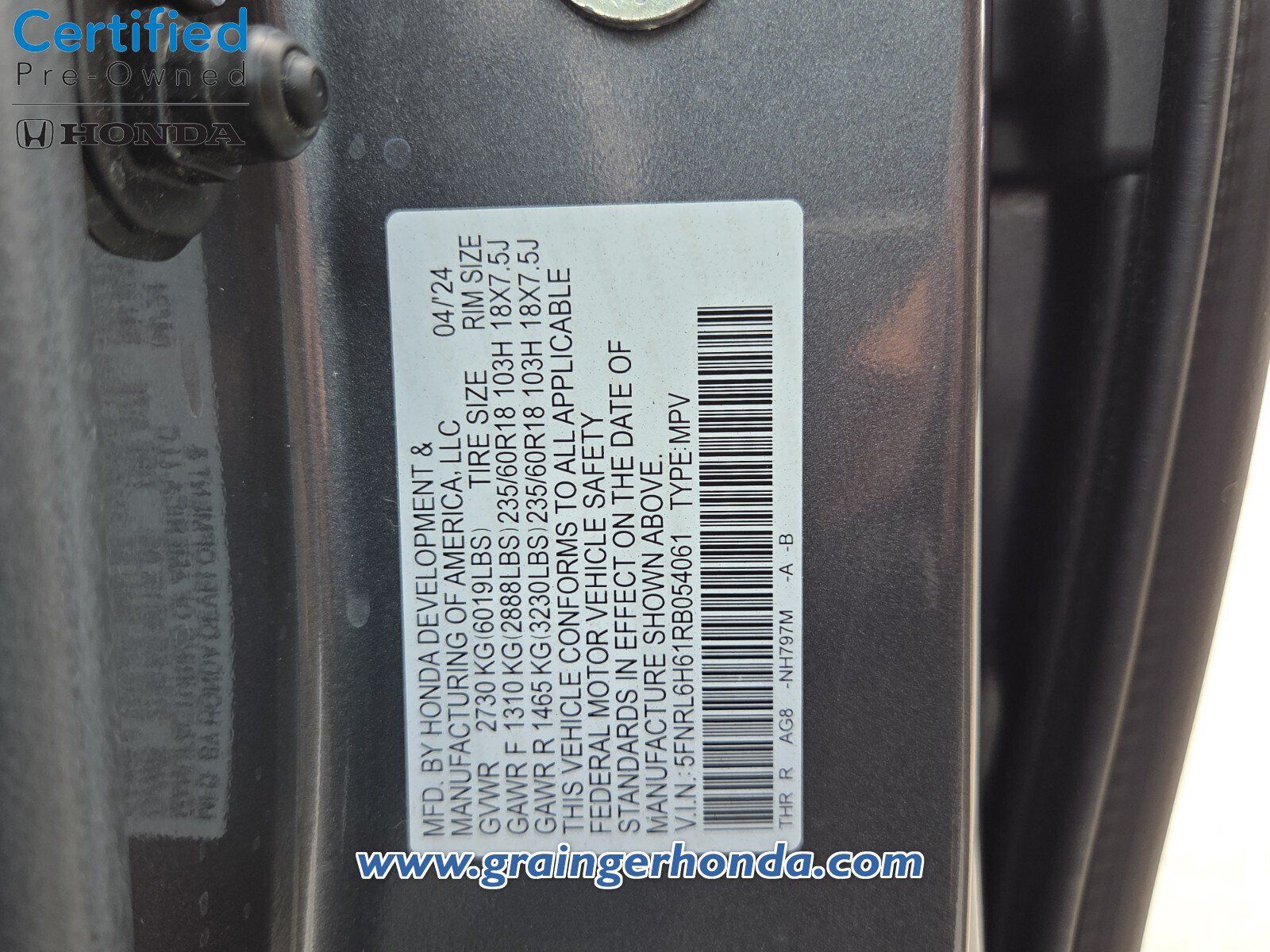 Certified 2024 Honda Odyssey EX-L image 14