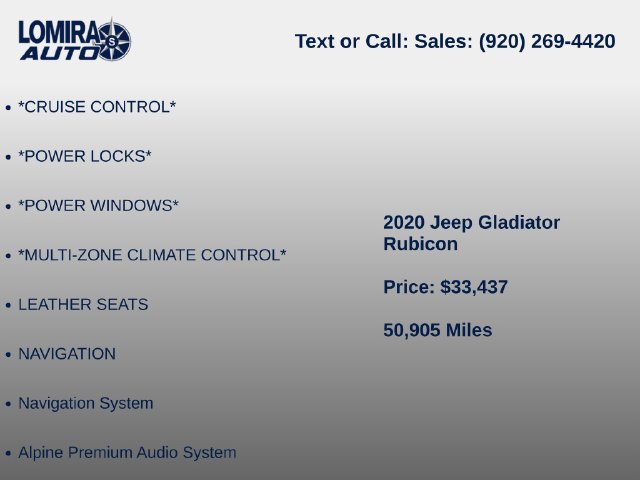 Used 2020 Jeep Gladiator Rubicon w/ Uconnect 4C Nav & Sound Group AWD/4WD image 11
