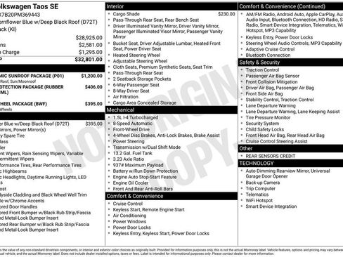 Used 2023 Volkswagen Taos SE w/ Panoramic Sunroof Package FWD image 11