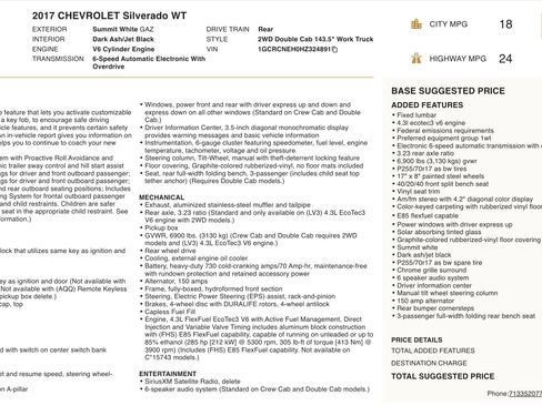 Used 2017 Chevrolet Silverado 1500 W/T RWD image 3