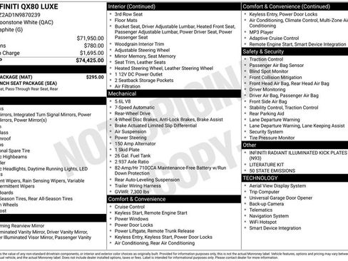 Used 2022 INFINITI QX80 Luxe w/ Cargo Package image 43