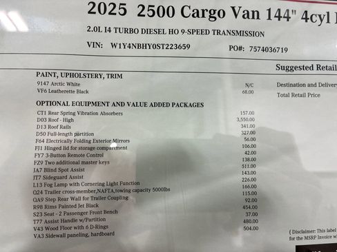 New 2025 Mercedes-Benz Sprinter 2500 image 15