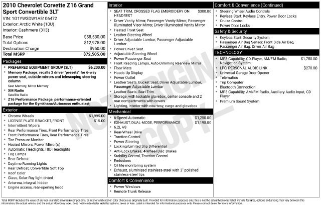 Used 2010 Chevrolet Corvette Grand Sport w/ Preferred Equipment Group RWD image 4