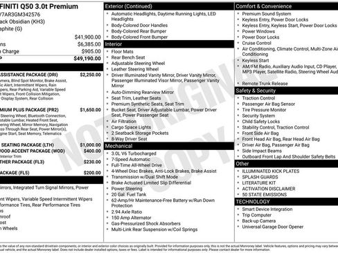 Used 2016 INFINITI Q50 3.0t Premium w/ Driver Assistance Package image 27