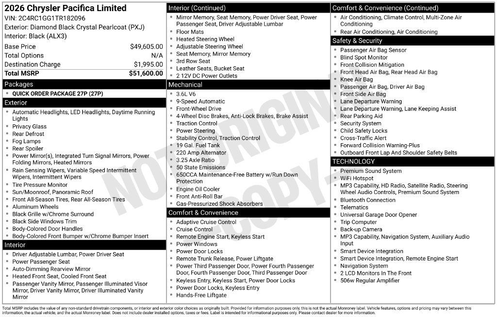 Used 2026 Chrysler Pacifica Limited FWD image 8