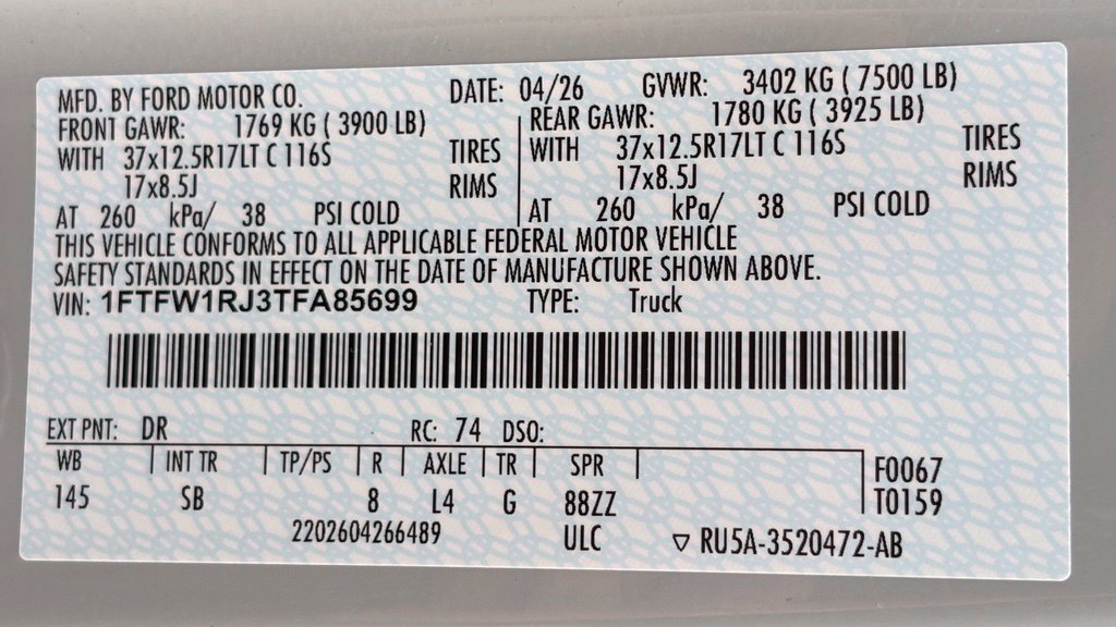 Certified 2026 Ford F150 Raptor w/ Equipment Group 803A Raptor R AWD/4WD image 55