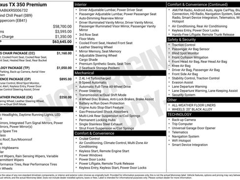 Used 2024 Lexus TX 350 AWD w/ Captains Chair Package image 15