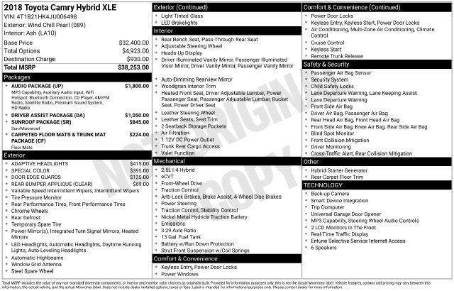 Used 2018 Toyota Camry XLE w/ Audio Package FWD image 3