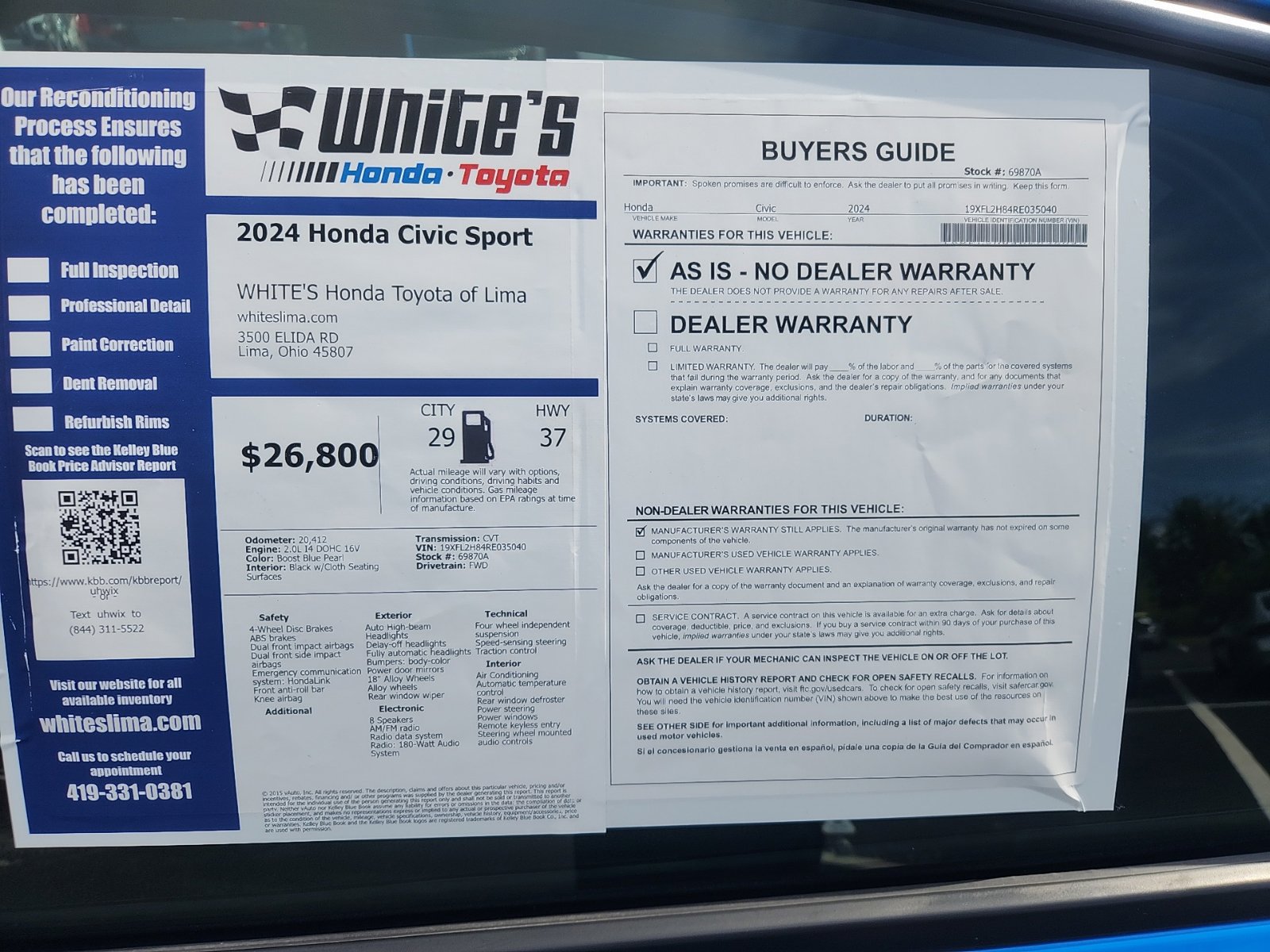 Used 2024 Honda Civic Sport image 13