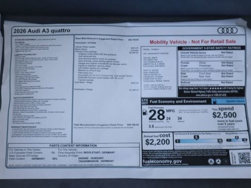 Used 2026 Audi A3 2.0T Premium Plus w/ Premium Plus Package AWD/4WD image 10