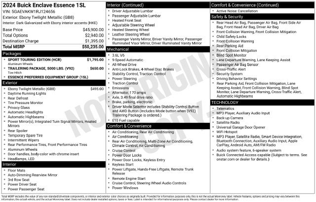 Certified 2024 Buick Enclave Essence w/ Sport Touring Edition AWD/4WD image 23