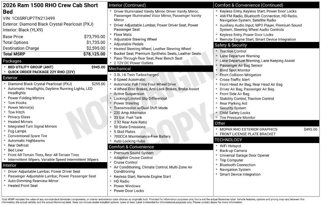 New 2026 RAM 1500 RHO w/ Bed Utility Group AWD/4WD image 3