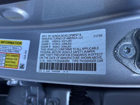 New 2025 Honda Accord LX image 30