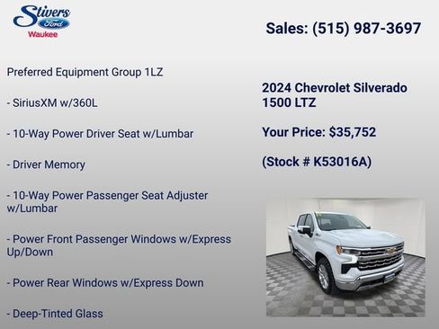 Used 2024 Chevrolet Silverado 1500 LTZ w/ LTZ Premium Package AWD/4WD image 8