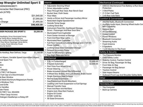 Used 2019 Jeep Wrangler Unlimited Sport S AWD/4WD image 2