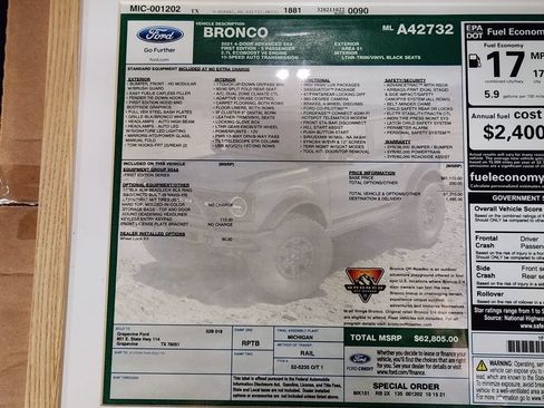 Used 2021 Ford Bronco First Edition AWD/4WD image 6