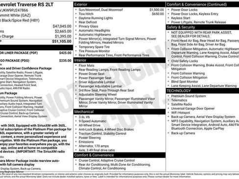 Used 2023 Chevrolet Traverse RS w/ LPO, Floor Liner Package AWD/4WD image 36