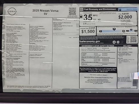 New 2025 Nissan Versa SV w/ Trunk Package image 9