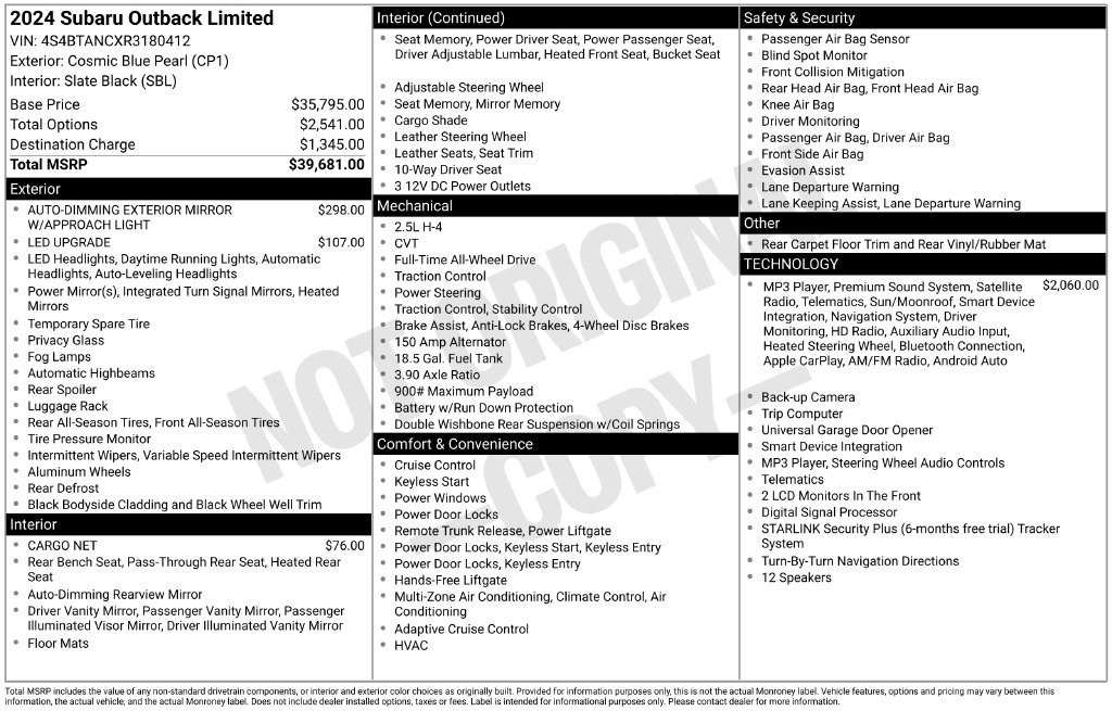 Certified 2024 Subaru Outback Limited AWD/4WD image 18