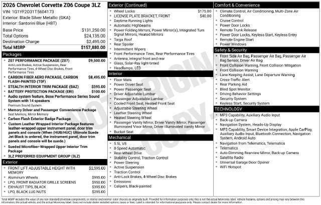 Used 2026 Chevrolet Corvette Z06 w/ Z07 Performance Package RWD image 32