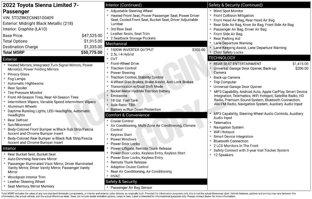 Used 2022 Toyota Sienna Limited FWD image 18