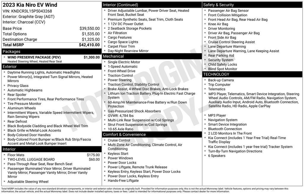 Certified 2023 Kia Niro Wind w/ Wind Preserve Package FWD image 42