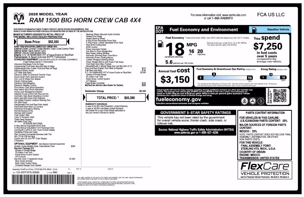New 2026 RAM 1500 Big Horn AWD/4WD image 2