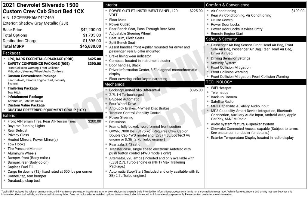 Certified 2021 Chevrolet Silverado 1500 Custom w/ LPO, Dark Essentials Package AWD/4WD image 41
