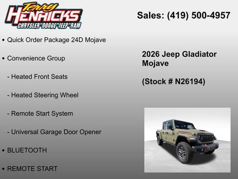 New 2026 Jeep Gladiator Mojave AWD/4WD image 12