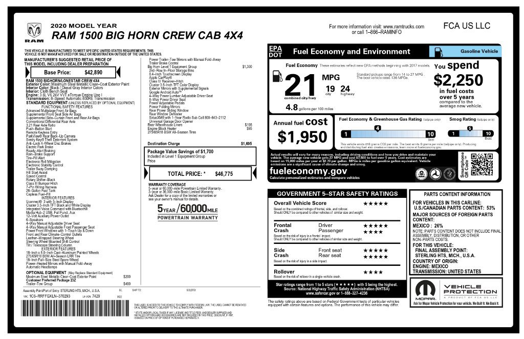 Used 2020 RAM 1500 Big Horn AWD/4WD image 2