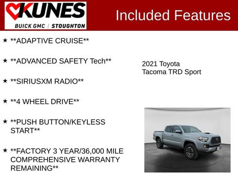 Used 2021 Toyota Tacoma TRD Sport w/ TRD Premium Sport Package AWD/4WD image 2