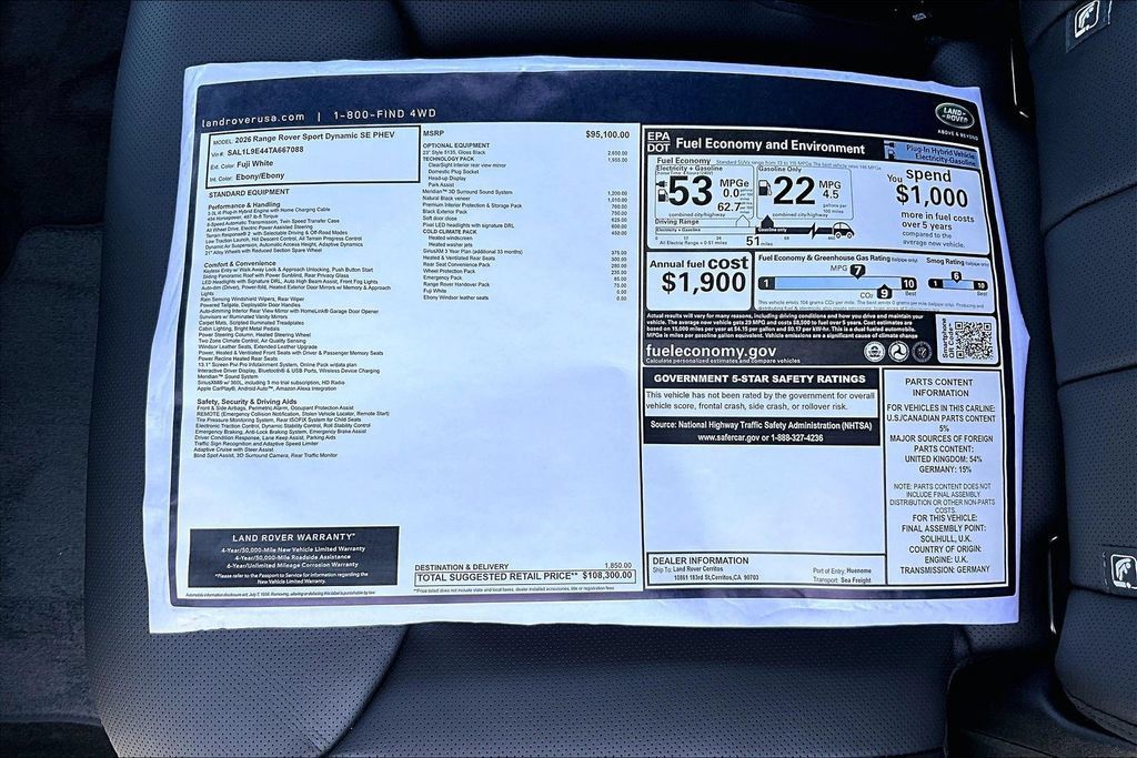 New 2026 Land Rover Range Rover Sport Dynamic SE AWD/4WD image 14