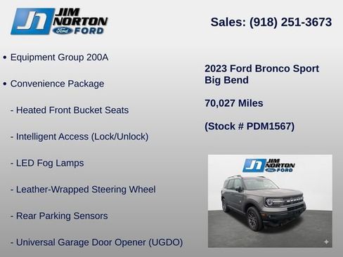 Used 2023 Ford Bronco Sport Big Bend w/ Convenience Package AWD/4WD image 8