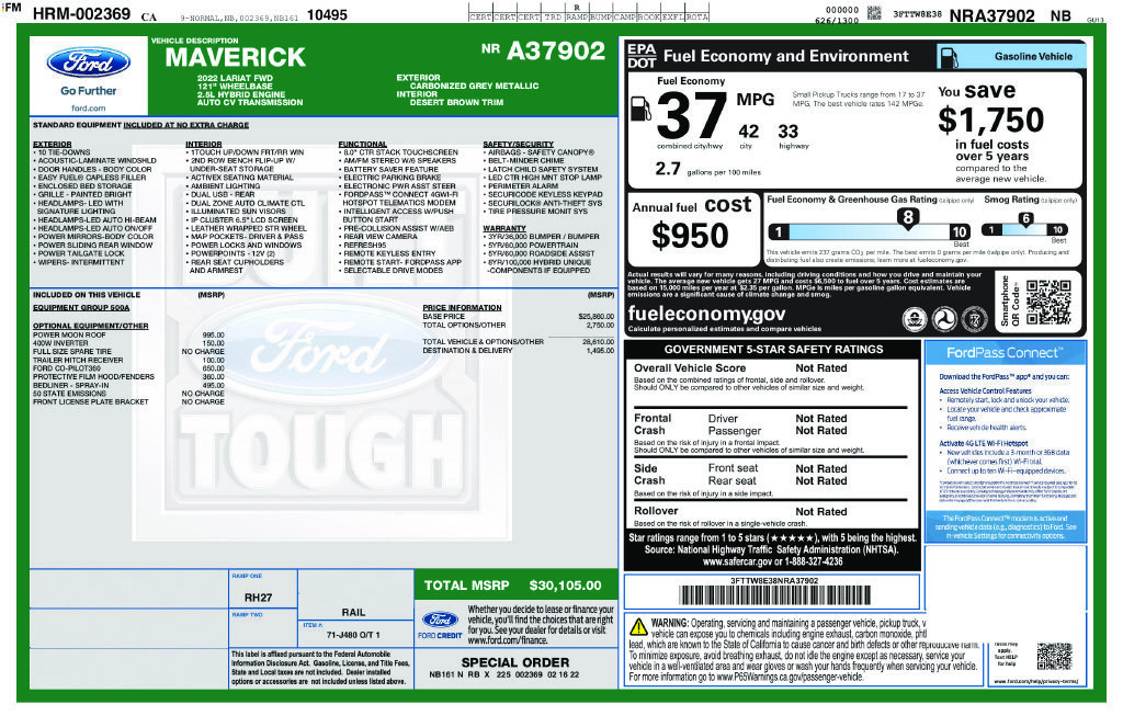 Used 2022 Ford Maverick Lariat FWD image 2